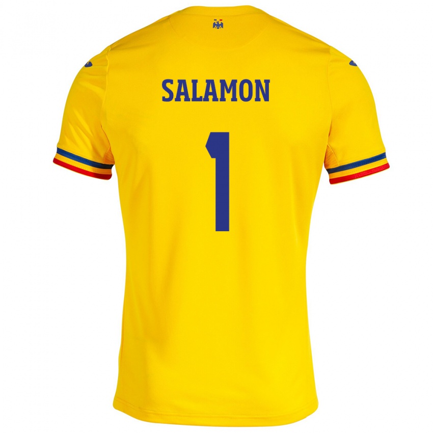 Mujer Camiseta Rumania Szidonia Salamon #1 Amarillo 1ª Equipación 24-26 La Camisa Perú