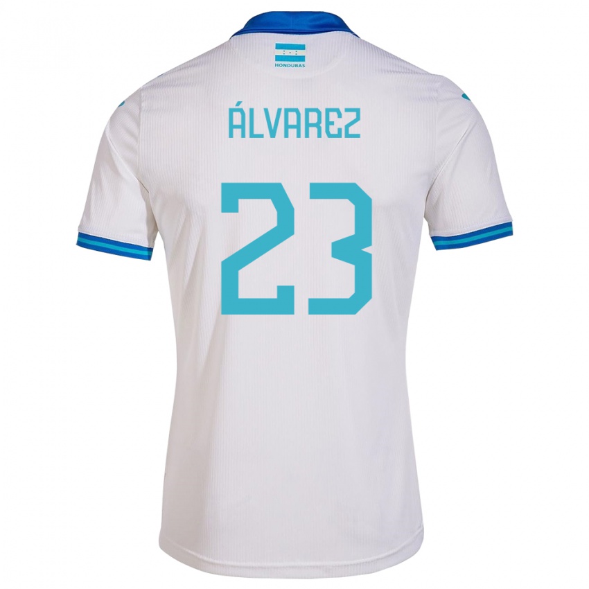Mujer Camiseta Honduras Jorge Álvarez #23 Blanco 1ª Equipación 24-26 La Camisa Perú