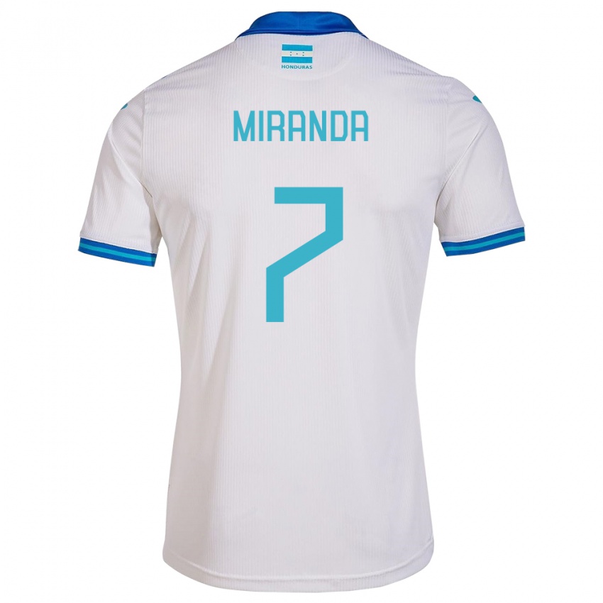 Mujer Camiseta Honduras Jeffry Miranda #7 Blanco 1ª Equipación 24-26 La Camisa Perú
