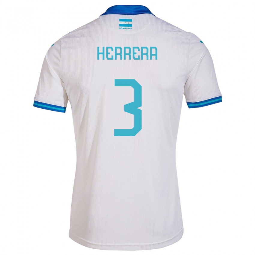 Mujer Camiseta Honduras David Herrera #3 Blanco 1ª Equipación 24-26 La Camisa Perú
