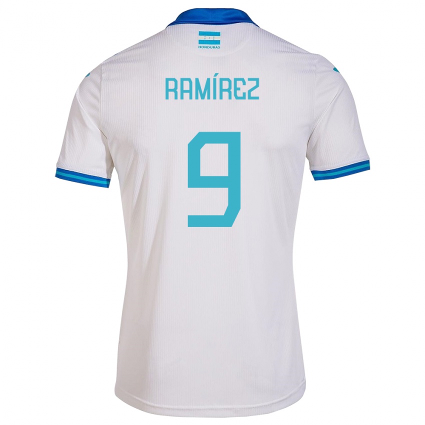 Mujer Camiseta Honduras Truimali Ramírez #9 Blanco 1ª Equipación 24-26 La Camisa Perú