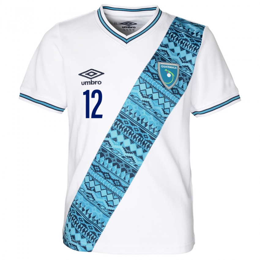 Mujer Camiseta Guatemala Angie Hidalgo #12 Blanco 1ª Equipación 24-26 La Camisa Perú