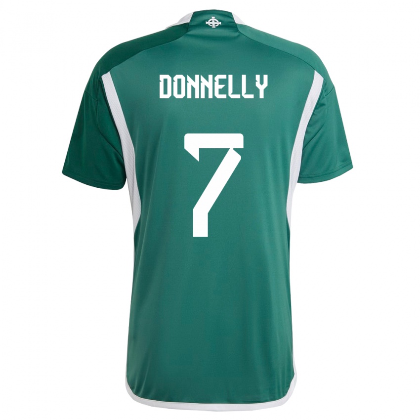 Mujer Camiseta Irlanda Del Norte Caolan Donnelly #7 Verde 1ª Equipación 24-26 La Camisa Perú