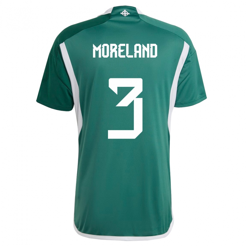 Mujer Camiseta Irlanda Del Norte Calum Moreland #3 Verde 1ª Equipación 24-26 La Camisa Perú