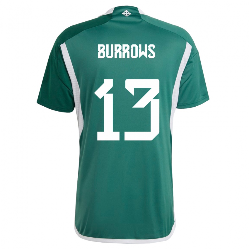 Mujer Camiseta Irlanda Del Norte Kelsie Burrows #13 Verde 1ª Equipación 24-26 La Camisa Perú