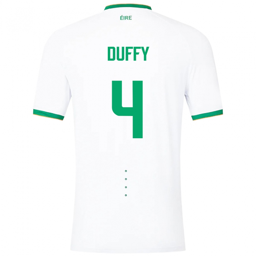 Mujer Camiseta Irlanda Shane Duffy #4 Blanco 2ª Equipación 24-26 La Camisa Perú