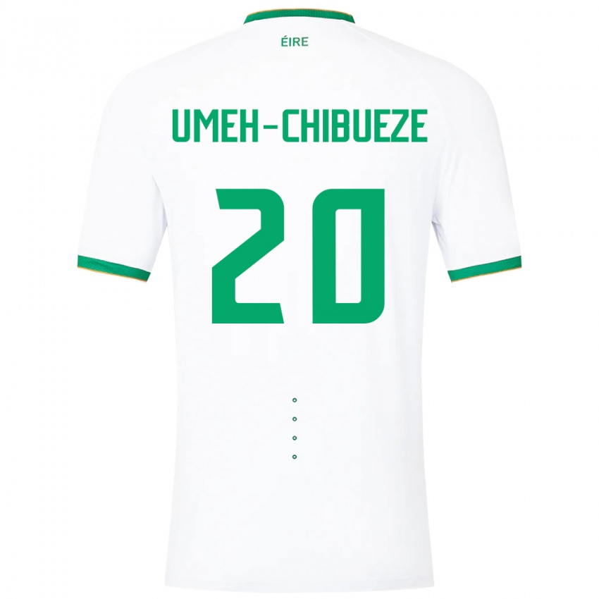 Mujer Camiseta Irlanda Franco Umeh-Chibueze #20 Blanco 2ª Equipación 24-26 La Camisa Perú