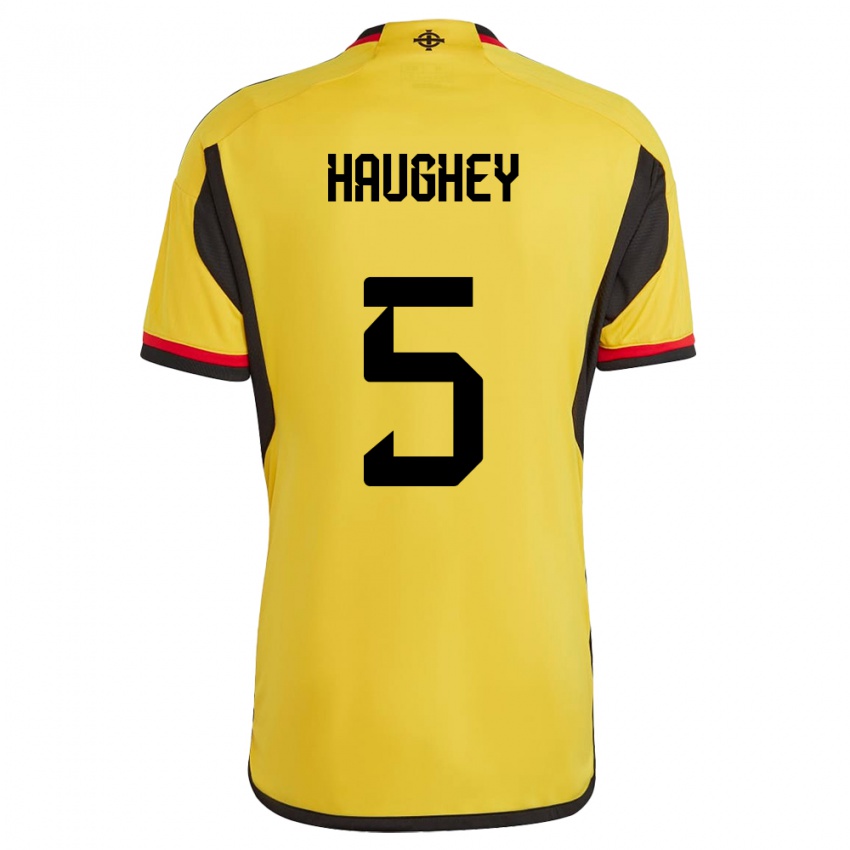 Mujer Camiseta Irlanda Del Norte Conor Haughey #5 Blanco 2ª Equipación 24-26 La Camisa Perú