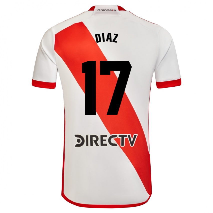 Niño Camiseta Paulo Diaz #17 Blanco Rojo 1ª Equipación 2023/24 La Camisa Perú