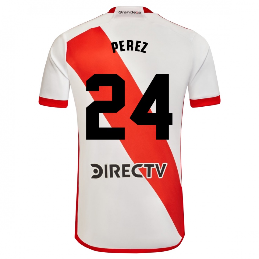 Niño Camiseta Enzo Perez #24 Blanco Rojo 1ª Equipación 2023/24 La Camisa Perú