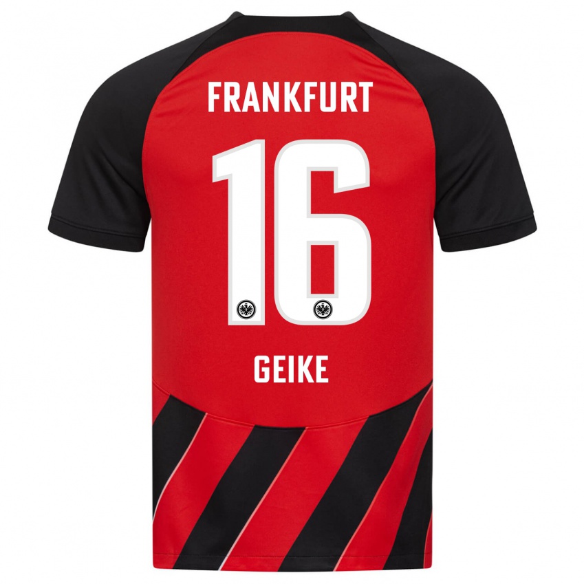 Niño Camiseta Jonah Geike #16 Negro Rojo 1ª Equipación 2023/24 La Camisa Perú