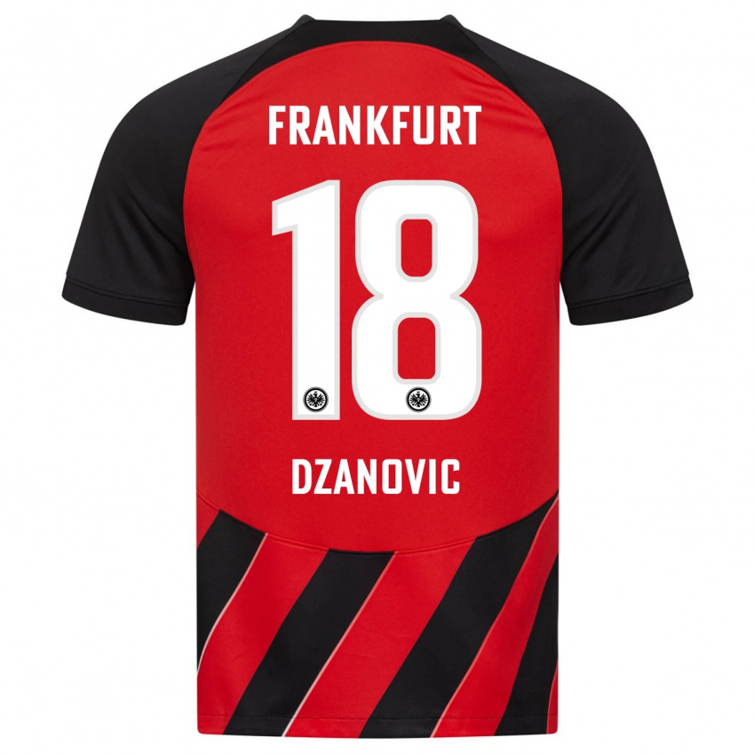 Niño Camiseta Benjamin Dzanovic #18 Negro Rojo 1ª Equipación 2023/24 La Camisa Perú