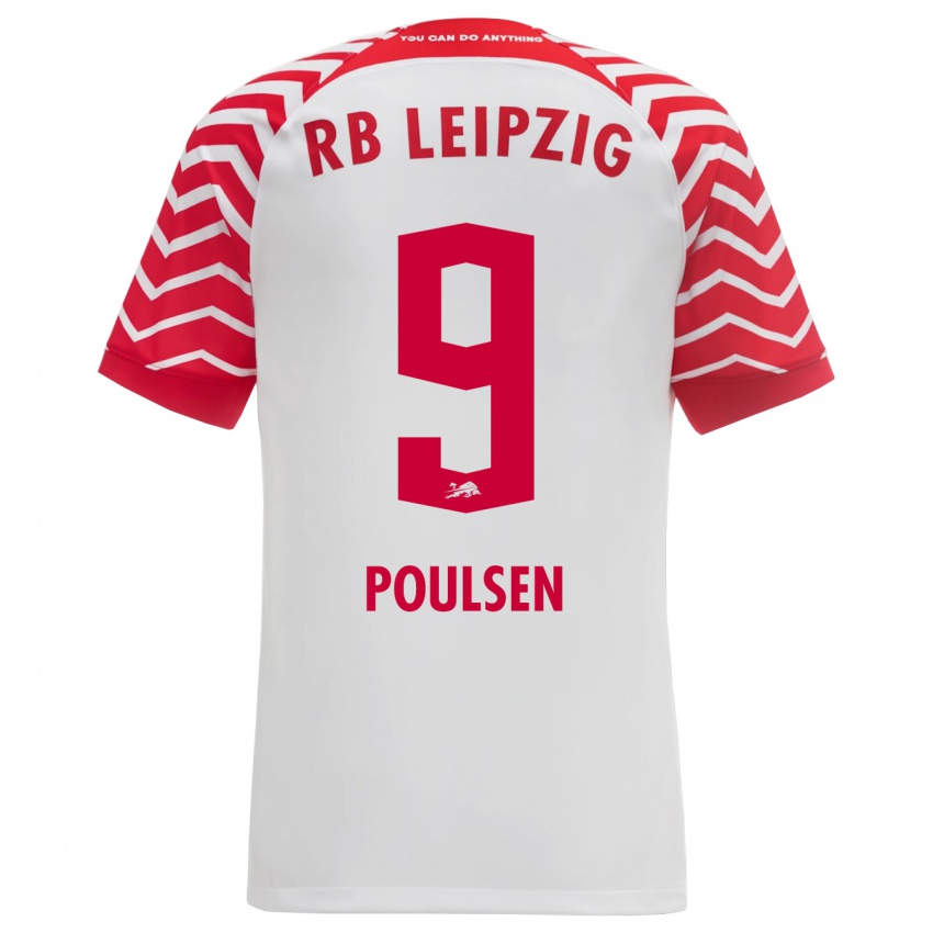 Niño Camiseta Yussuf Poulsen #9 Blanco 1ª Equipación 2023/24 La Camisa Perú