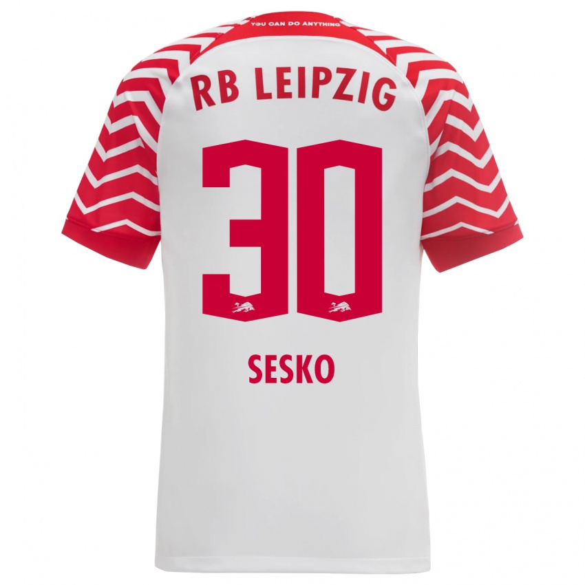 Niño Camiseta Benjamin Sesko #30 Blanco 1ª Equipación 2023/24 La Camisa Perú