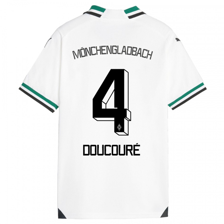 Niño Camiseta Mamadou Doucouré #4 Blanco Verde 1ª Equipación 2023/24 La Camisa Perú