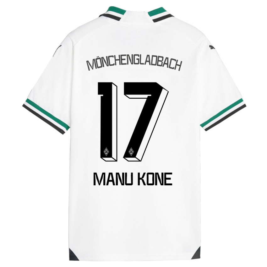 Niño Camiseta Manu Koné #17 Blanco Verde 1ª Equipación 2023/24 La Camisa Perú