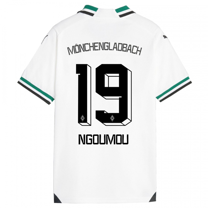 Niño Camiseta Nathan Ngoumou #19 Blanco Verde 1ª Equipación 2023/24 La Camisa Perú