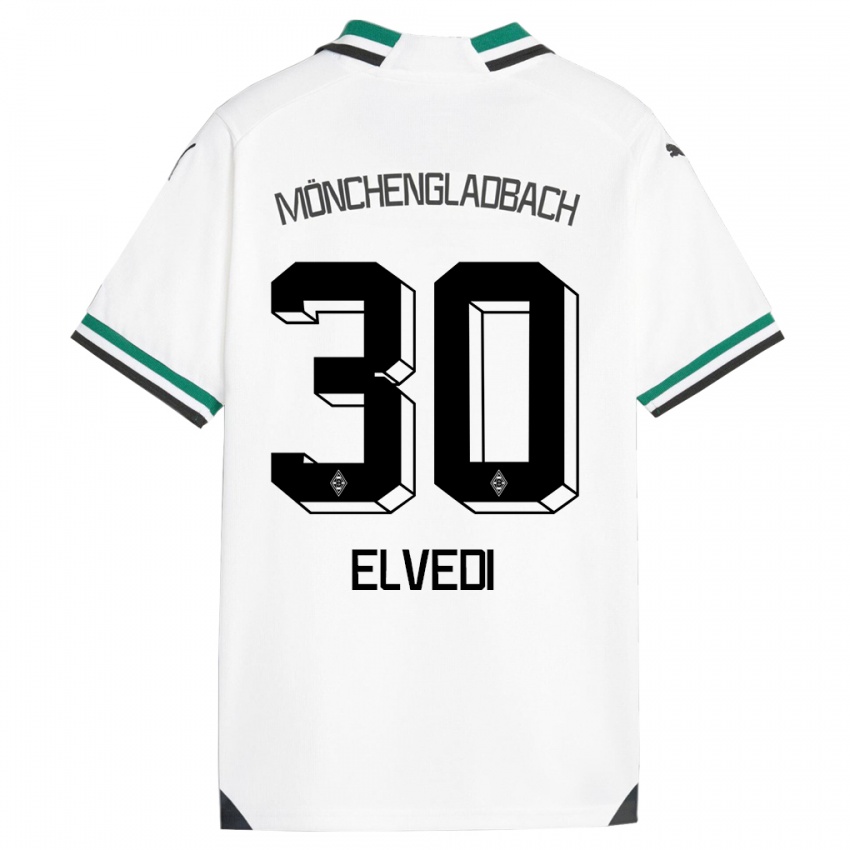 Niño Camiseta Nico Elvedi #30 Blanco Verde 1ª Equipación 2023/24 La Camisa Perú