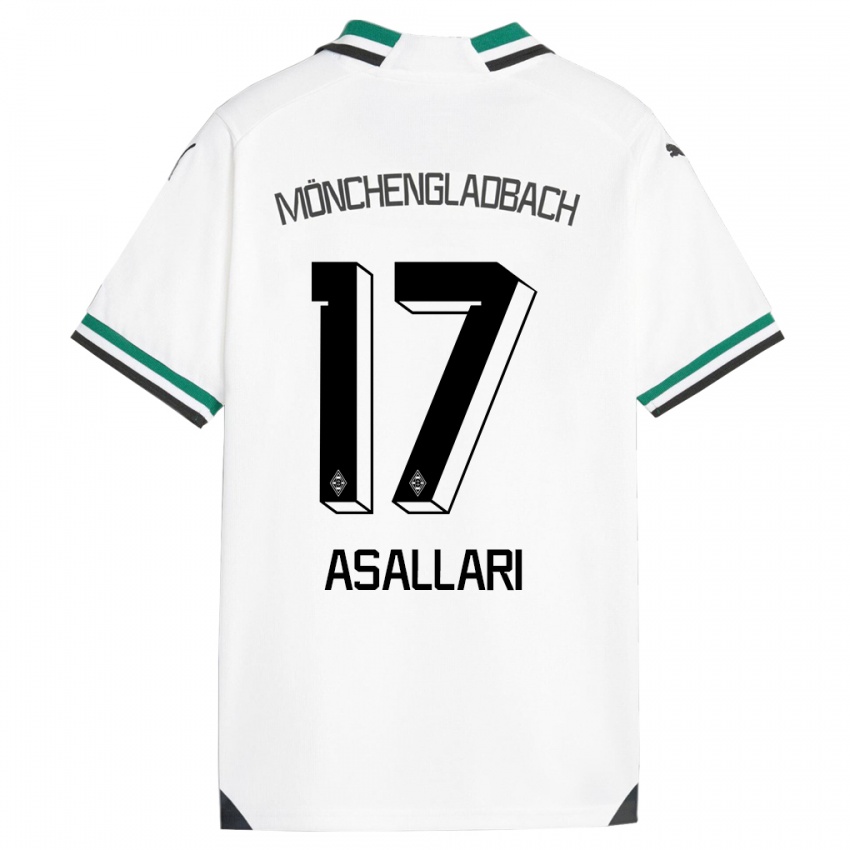 Niño Camiseta Kushtrim Asallari #17 Blanco Verde 1ª Equipación 2023/24 La Camisa Perú