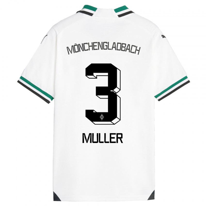 Niño Camiseta Barbara Müller #3 Blanco Verde 1ª Equipación 2023/24 La Camisa Perú