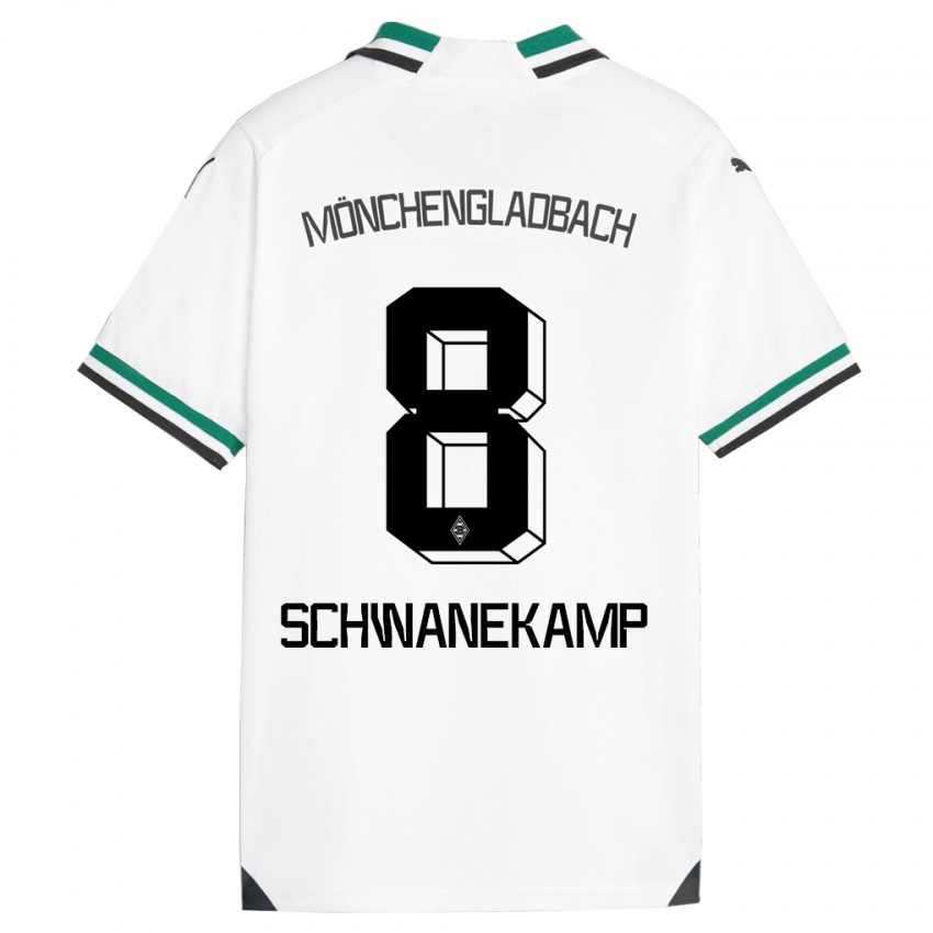 Niño Camiseta Jana Schwanekamp #8 Blanco Verde 1ª Equipación 2023/24 La Camisa Perú