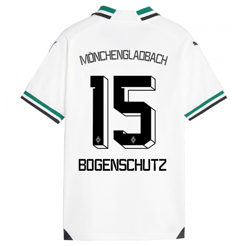 Niño Camiseta Kerstin Bogenschutz #15 Blanco Verde 1ª Equipación 2023/24 La Camisa Perú