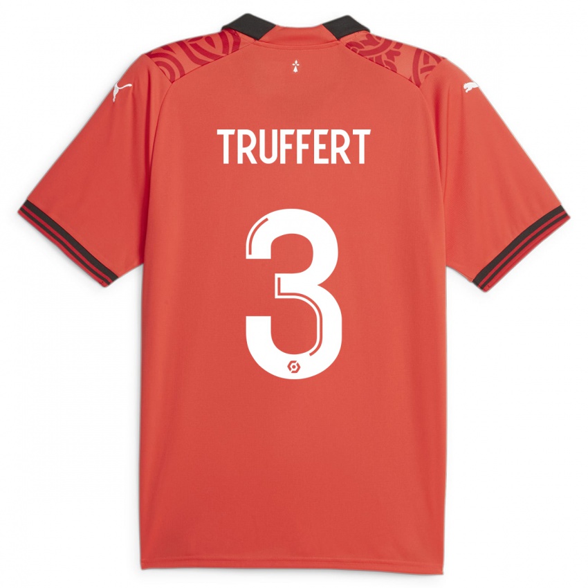 Niño Camiseta Adrien Truffert #3 Rojo 1ª Equipación 2023/24 La Camisa Perú