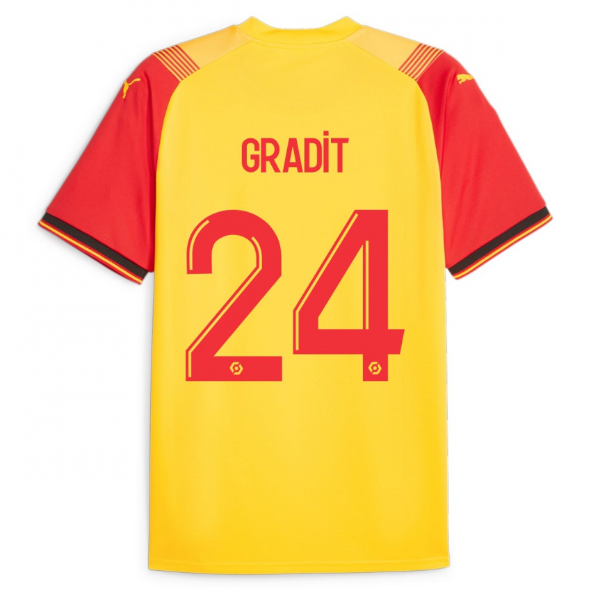 Niño Camiseta Jonathan Gradit #24 Amarillo 1ª Equipación 2023/24 La Camisa Perú