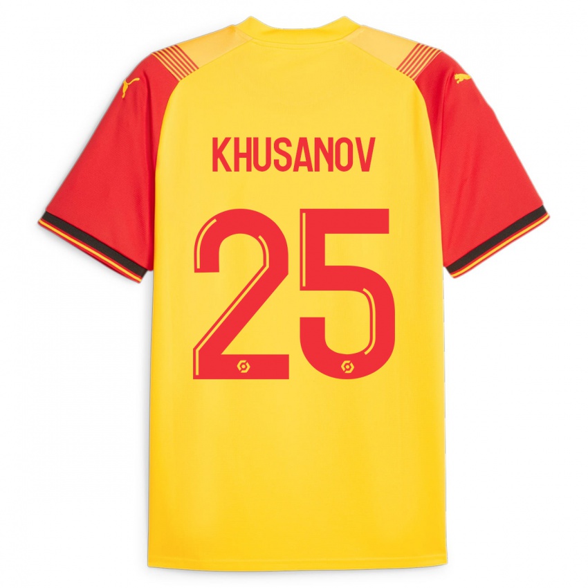 Niño Camiseta Abdukodir Khusanov #25 Amarillo 1ª Equipación 2023/24 La Camisa Perú