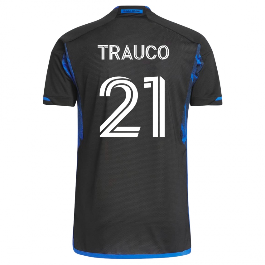 Niño Camiseta Miguel Trauco #21 Azul Negro 1ª Equipación 2023/24 La Camisa Perú
