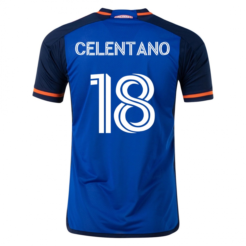 Niño Camiseta Roman Celentano #18 Azul 1ª Equipación 2023/24 La Camisa Perú