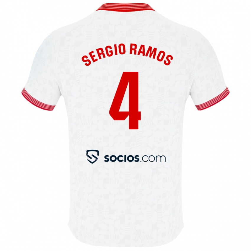 Niño Camiseta Sergio Ramos #4 Blanco 1ª Equipación 2023/24 La Camisa Perú