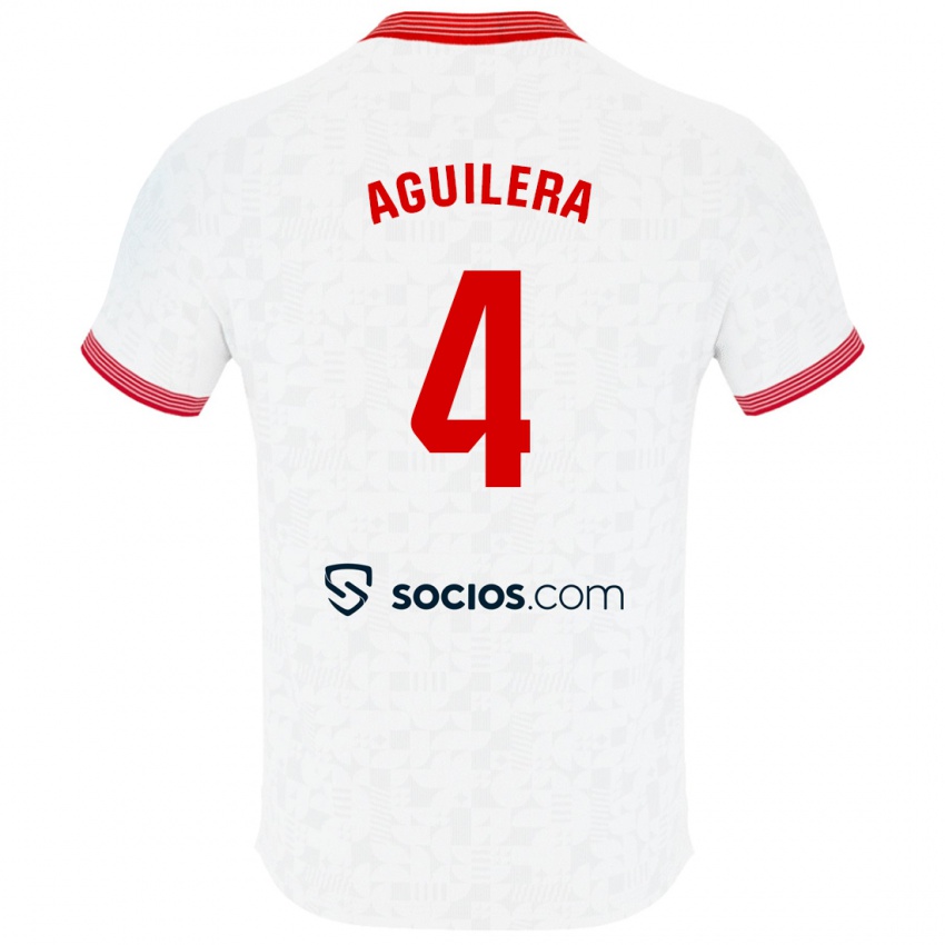 Niño Camiseta Juanan Aguilera #4 Blanco 1ª Equipación 2023/24 La Camisa Perú