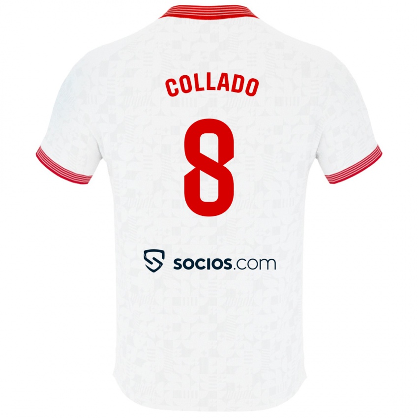 Niño Camiseta Alberto Collado #8 Blanco 1ª Equipación 2023/24 La Camisa Perú