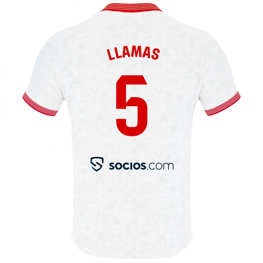 Niño Camiseta Eva Llamas Hernández #5 Blanco 1ª Equipación 2023/24 La Camisa Perú