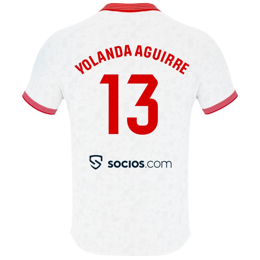 Niño Camiseta Yolanda Aguirre Gutiérrez #13 Blanco 1ª Equipación 2023/24 La Camisa Perú