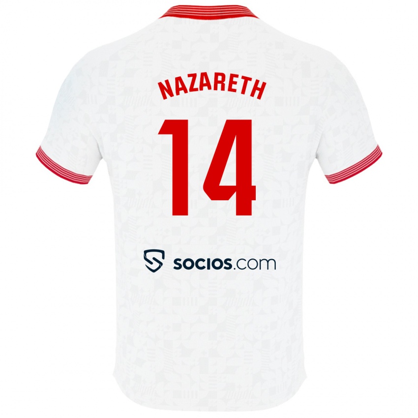 Niño Camiseta Nazaret Martín #14 Blanco 1ª Equipación 2023/24 La Camisa Perú