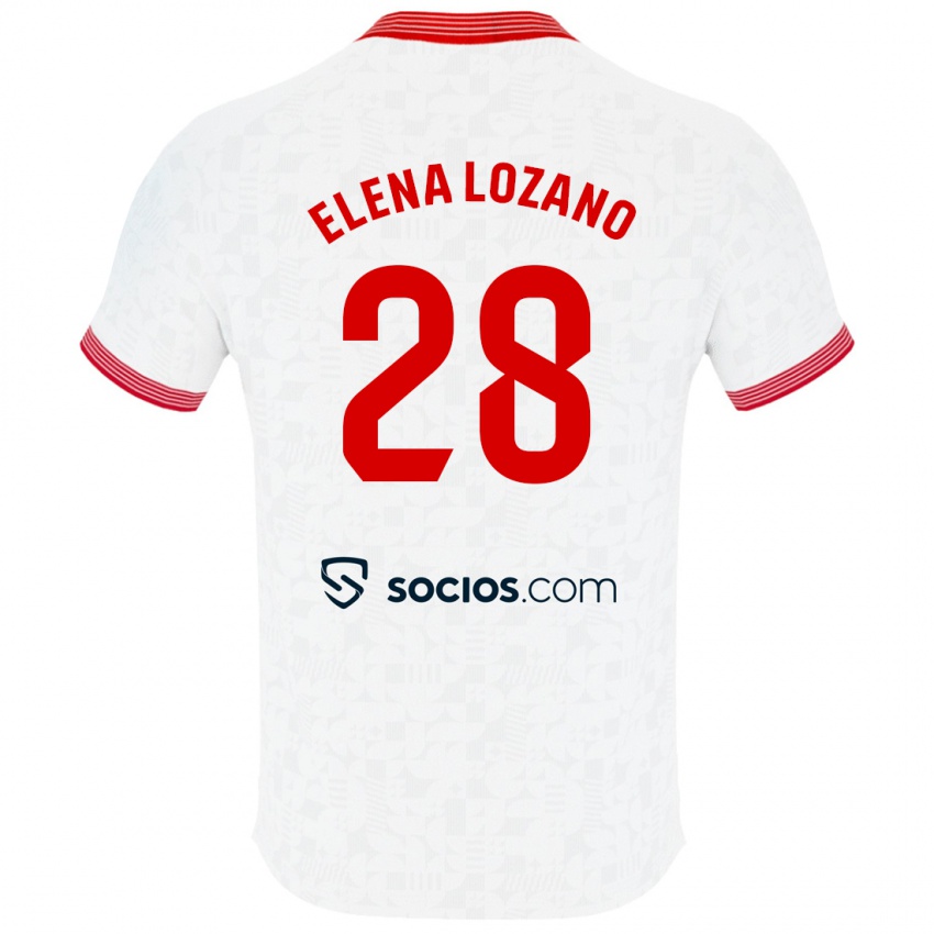 Niño Camiseta Elena Lozano Gallego #28 Blanco 1ª Equipación 2023/24 La Camisa Perú