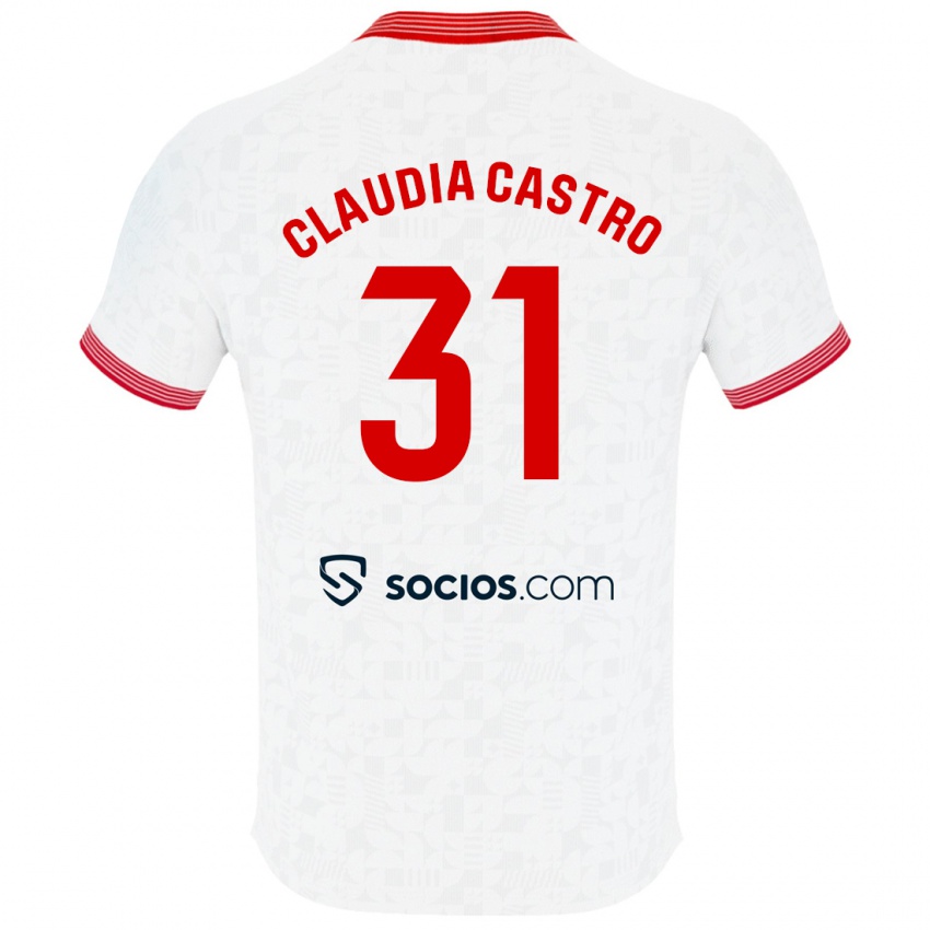 Niño Camiseta Claudia Castro Romero #31 Blanco 1ª Equipación 2023/24 La Camisa Perú