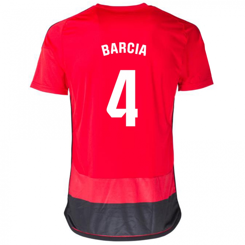 Niño Camiseta Sergio Barcia #4 Negro Rojo 1ª Equipación 2023/24 La Camisa Perú