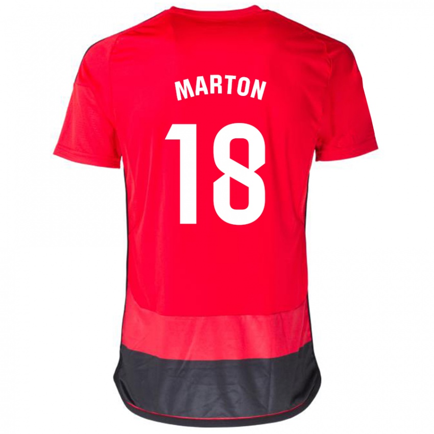 Niño Camiseta Javier Martón #18 Negro Rojo 1ª Equipación 2023/24 La Camisa Perú