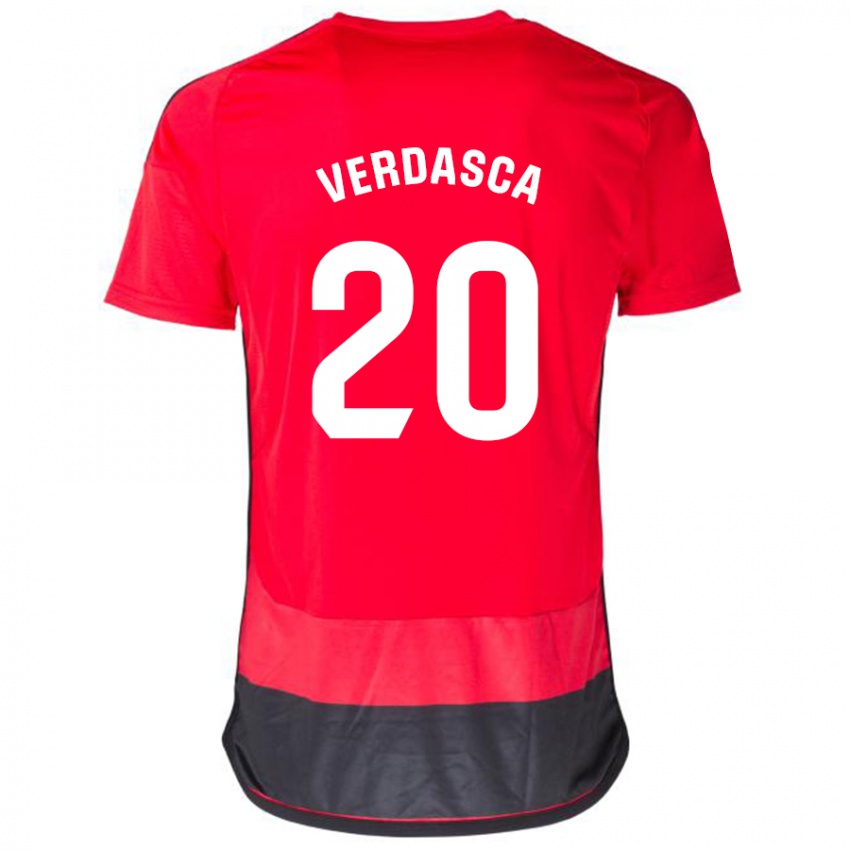 Niño Camiseta Diogo Verdasca #20 Negro Rojo 1ª Equipación 2023/24 La Camisa Perú