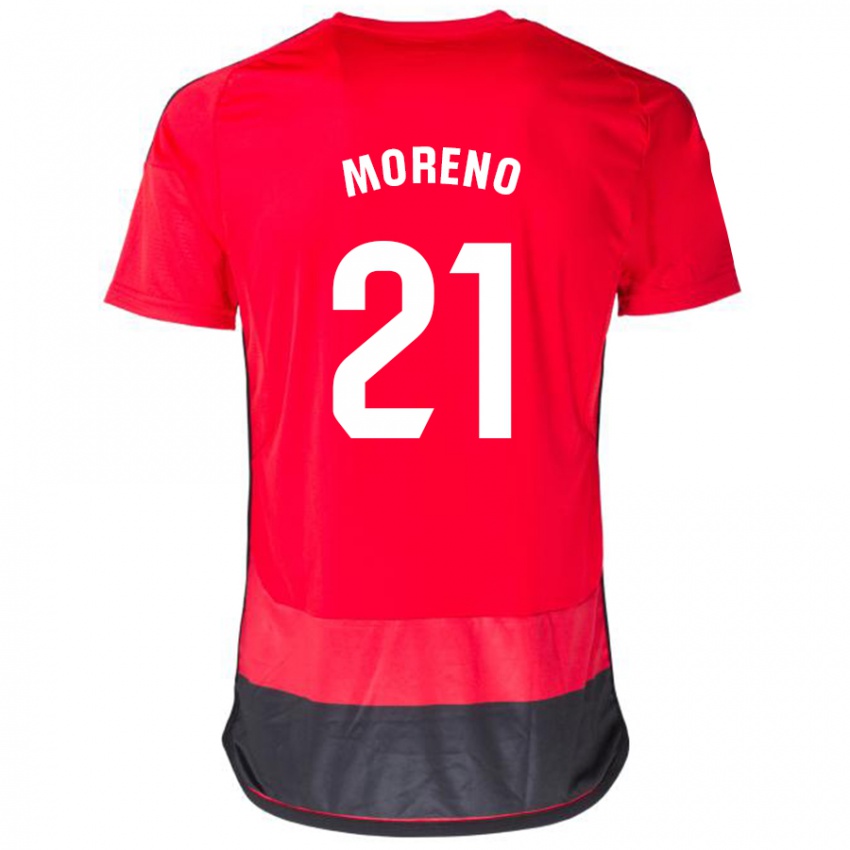 Niño Camiseta Diego Moreno #21 Negro Rojo 1ª Equipación 2023/24 La Camisa Perú