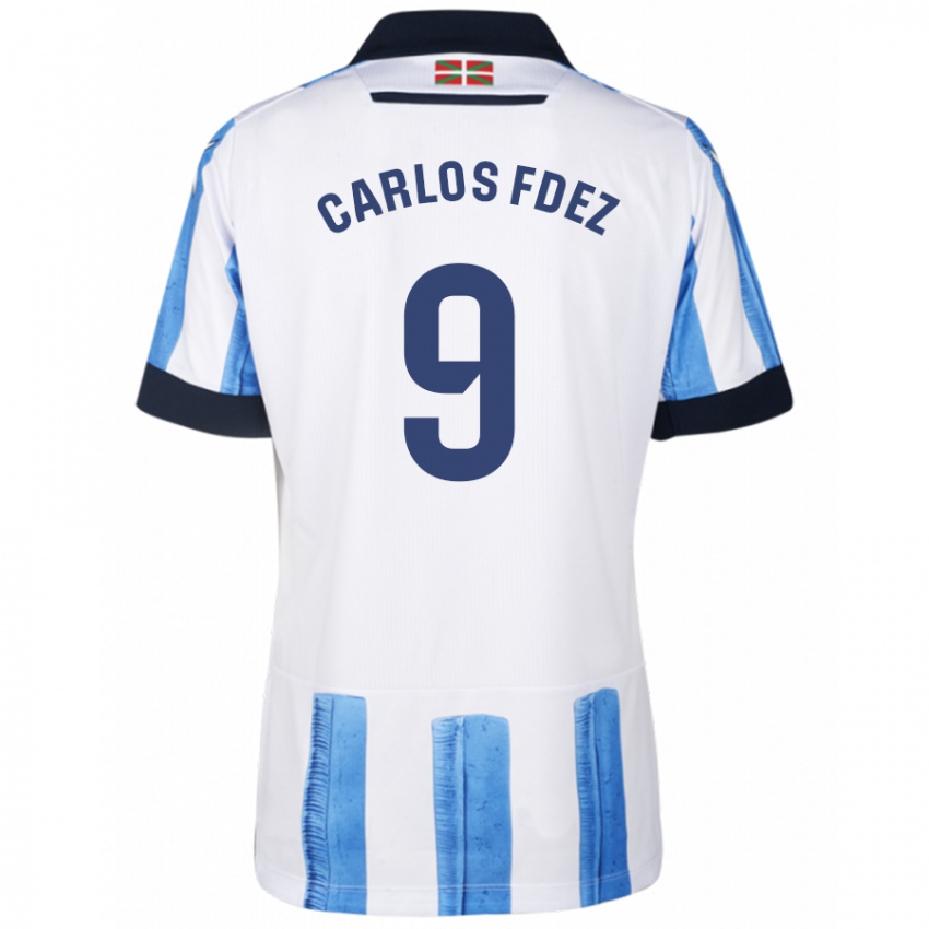 Niño Camiseta Carlos Fernández #9 Azul Blanco 1ª Equipación 2023/24 La Camisa Perú