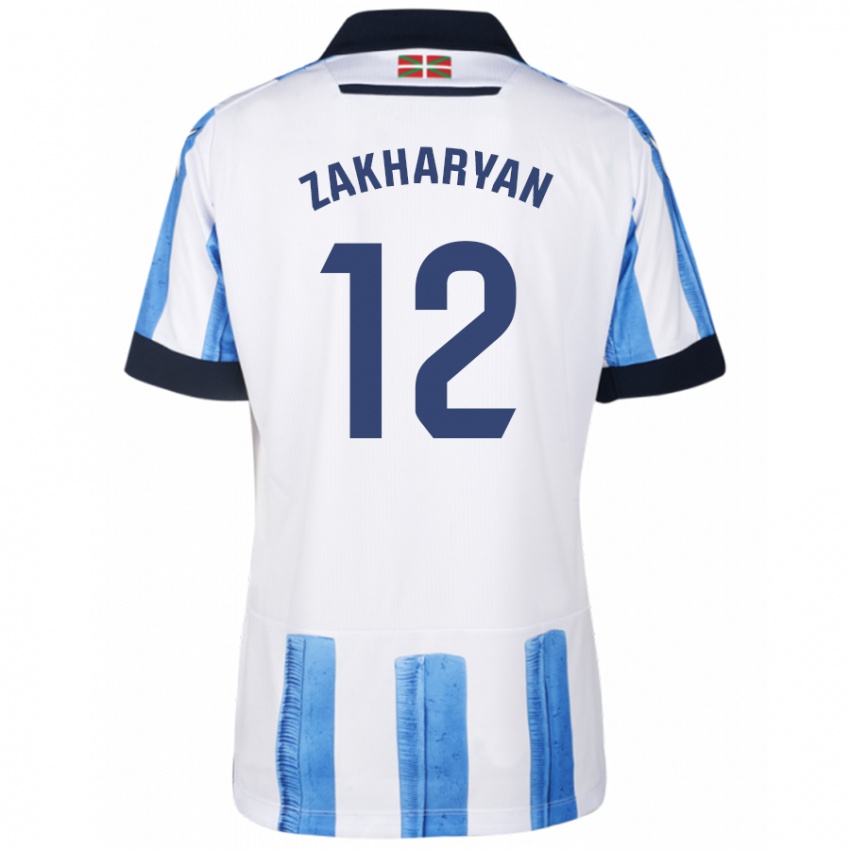 Niño Camiseta Arsen Zakharyan #12 Azul Blanco 1ª Equipación 2023/24 La Camisa Perú