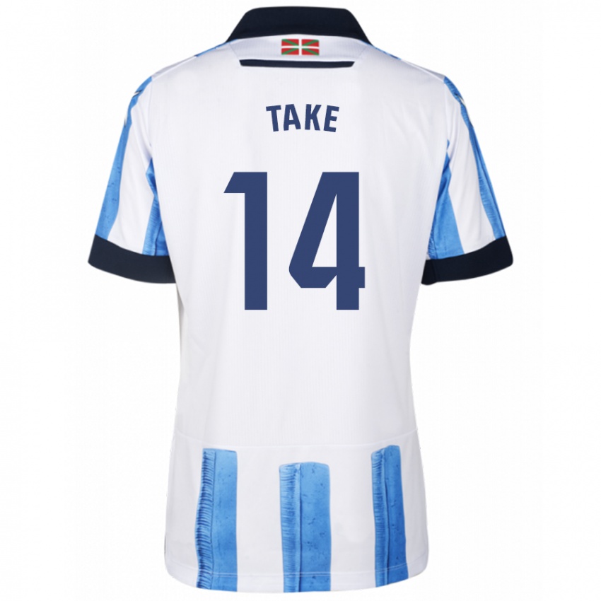 Niño Camiseta Takefusa Kubo #14 Azul Blanco 1ª Equipación 2023/24 La Camisa Perú