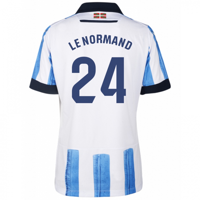 Niño Camiseta Robin Le Normand #24 Azul Blanco 1ª Equipación 2023/24 La Camisa Perú