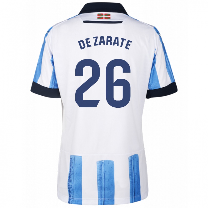 Niño Camiseta Urko González De Zarate #26 Azul Blanco 1ª Equipación 2023/24 La Camisa Perú