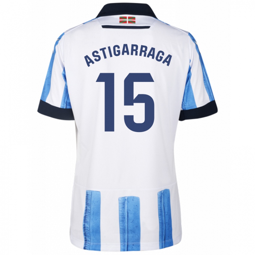 Niño Camiseta Eneko Astigarraga #15 Azul Blanco 1ª Equipación 2023/24 La Camisa Perú