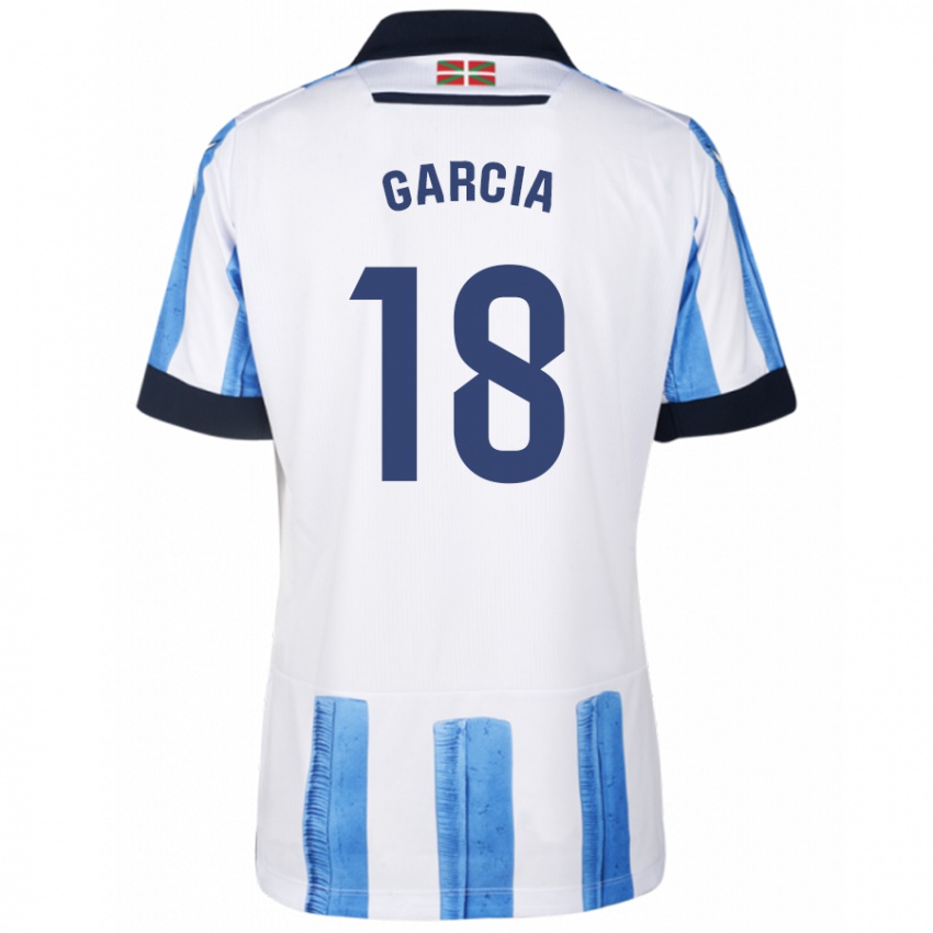 Niño Camiseta Eder García #18 Azul Blanco 1ª Equipación 2023/24 La Camisa Perú